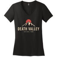 Death Valley National Park California Retro Sunset Hiking Women's V-Neck T-Shirt