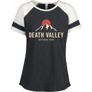 Death Valley National Park California Retro Sunset Hiking Enza Ladies Jersey Colorblock Tee