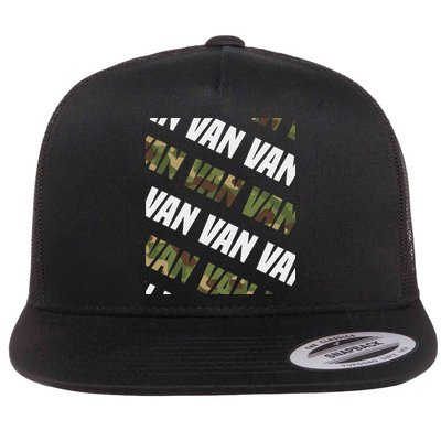 Diagonal Van Pattern Design Gift Green Camouflage Print Flat Bill Trucker Hat