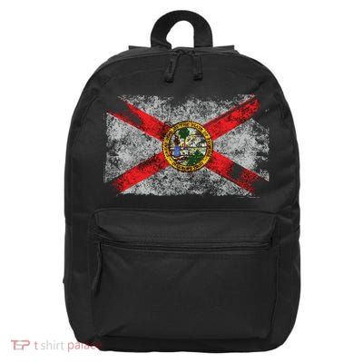 Distressed Vintage Retro Usa Patriotic Fl State Florida Flag 16 in Basic Backpack