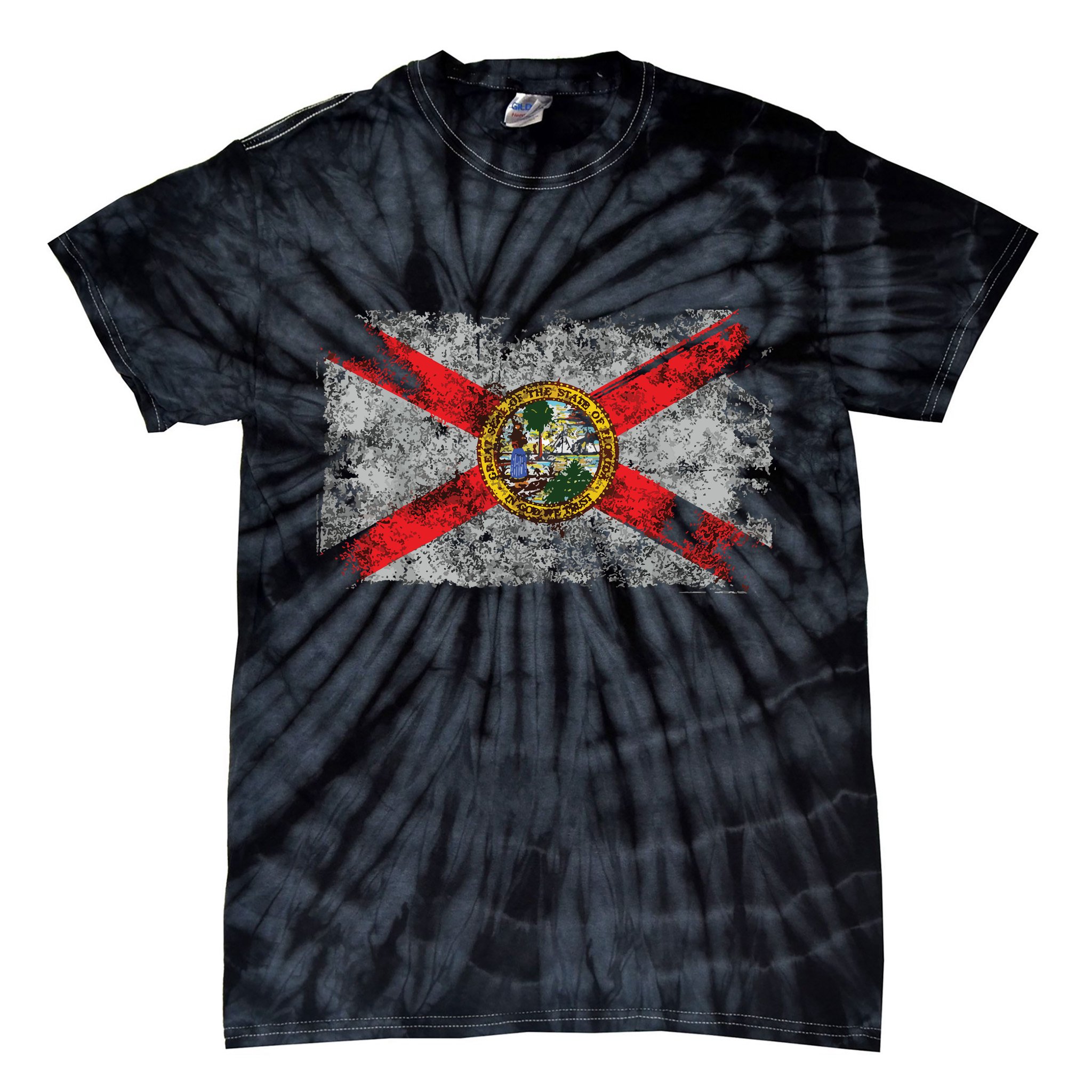 Distressed Vintage Retro Usa Patriotic Fl State Florida Flag Tie-Dye T-Shirt