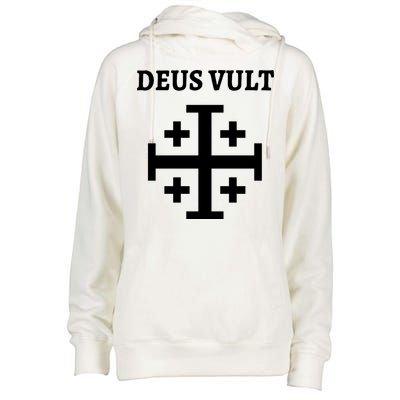 Deus Vult Roman Catholic Womens Funnel Neck Pullover Hood