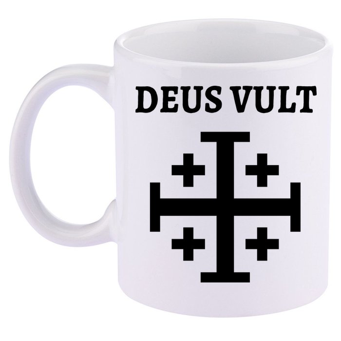 Deus Vult Roman Catholic 11oz C Handle Ceramic Mug