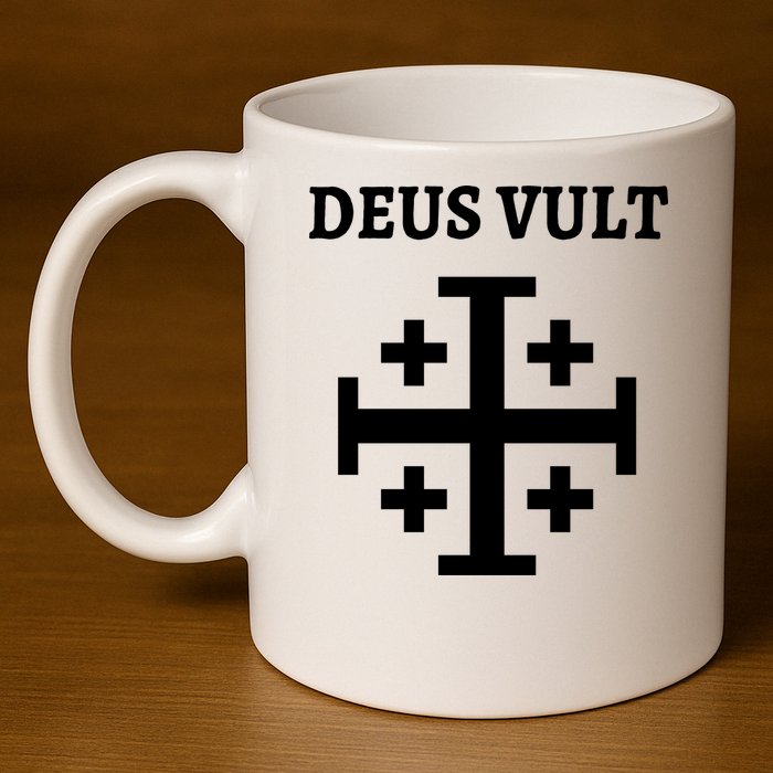 Deus Vult Roman Catholic 11oz C Handle Ceramic Mug