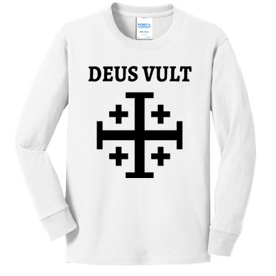 Deus Vult Roman Catholic Kids Long Sleeve Shirt