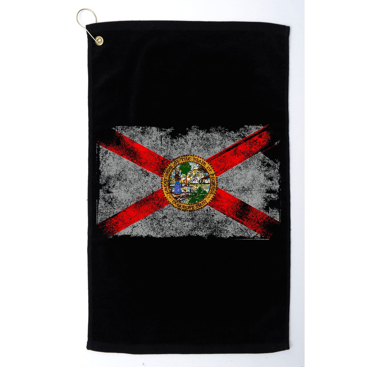 Distressed Vintage Retro Usa Patriotic Fl State Florida Flag Golf Towel