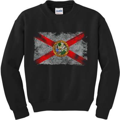 Distressed Vintage Retro Usa Patriotic Fl State Florida Flag Kids Sweatshirt