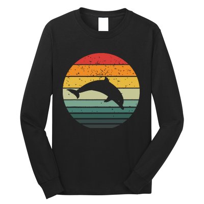 Dolphin Vintage Retro Sunset Tees 60s 70s Style Long Sleeve Shirt