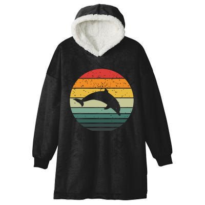 Dolphin Vintage Retro Sunset Tees 60s 70s Style Hooded Wearable Blanket