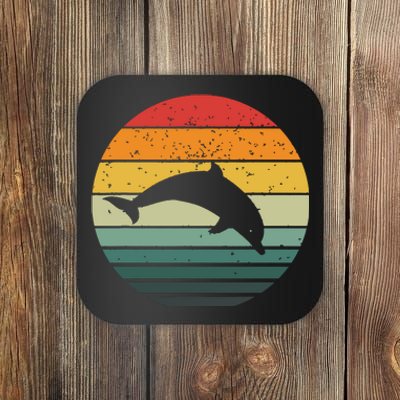 Dolphin Vintage Retro Sunset Tees 60s 70s Style Coaster