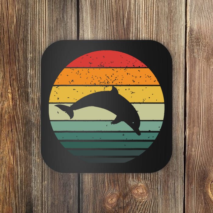 Dolphin Vintage Retro Sunset Tees 60s 70s Style Coaster