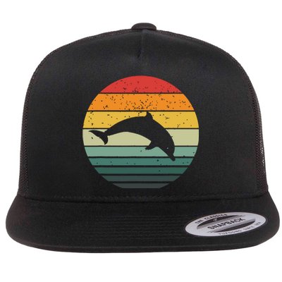 Dolphin Vintage Retro Sunset Tees 60s 70s Style Flat Bill Trucker Hat