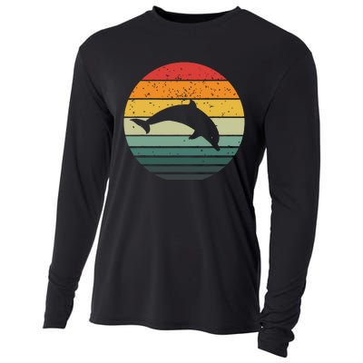 Dolphin Vintage Retro Sunset Tees 60s 70s Style Cooling Performance Long Sleeve Crew