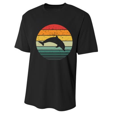 Dolphin Vintage Retro Sunset Tees 60s 70s Style Performance Sprint T-Shirt