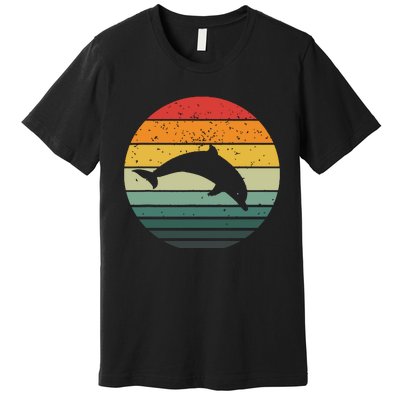 Dolphin Vintage Retro Sunset Tees 60s 70s Style Premium T-Shirt