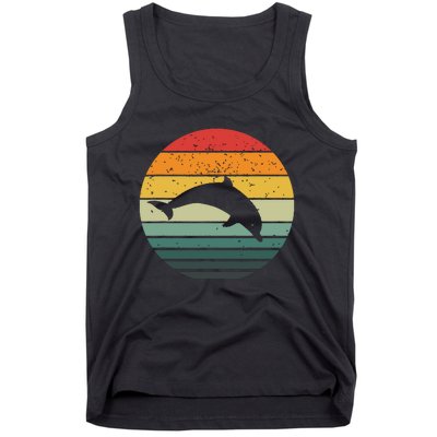 Dolphin Vintage Retro Sunset Tees 60s 70s Style Tank Top