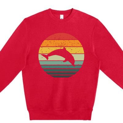 Dolphin Vintage Retro Sunset Tees 60s 70s Style Premium Crewneck Sweatshirt