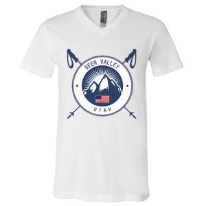 Deer Valley Ski Skiing Snow Utah V-Neck T-Shirt