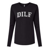 Dilf Varsity Style Dad Older More Mature Womens Cotton Relaxed Long Sleeve T-Shirt