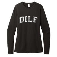 Dilf Varsity Style Dad Older More Mature Womens CVC Long Sleeve Shirt