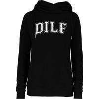 Dilf Varsity Style Dad Older More Mature Womens Funnel Neck Pullover Hood