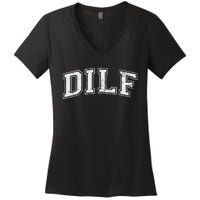 Dilf Varsity Style Dad Older More Mature Women's V-Neck T-Shirt