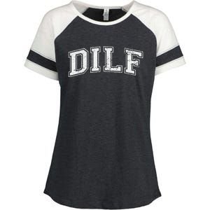 Dilf Varsity Style Dad Older More Mature Enza Ladies Jersey Colorblock Tee