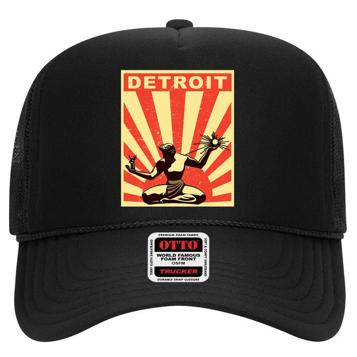 Detroit Vintage Spirit Of Detroit High Crown Mesh Back Trucker Hat