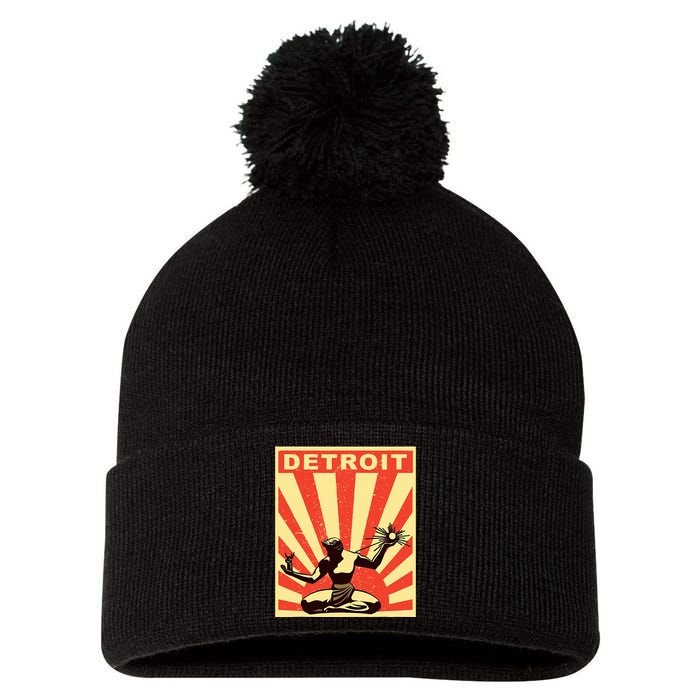 Detroit Vintage Spirit Of Detroit Pom Pom 12in Knit Beanie