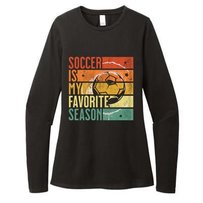 Distressed Vintage Soccer Is My Favorite Season Cool Gift Womens CVC Long Sleeve Shirt