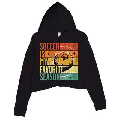 Distressed Vintage Soccer Is My Favorite Season Cool Gift Crop Fleece Hoodie