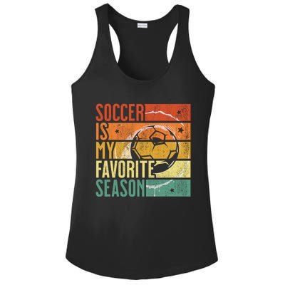 Distressed Vintage Soccer Is My Favorite Season Cool Gift Ladies PosiCharge Competitor Racerback Tank