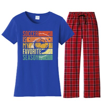 Distressed Vintage Soccer Is My Favorite Season Cool Gift Women's Flannel Pajama Set