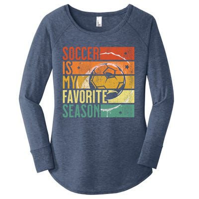 Distressed Vintage Soccer Is My Favorite Season Cool Gift Women's Perfect Tri Tunic Long Sleeve Shirt