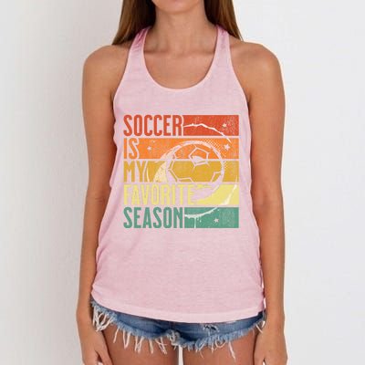 Distressed Vintage Soccer Is My Favorite Season Cool Gift Women's Knotted Racerback Tank