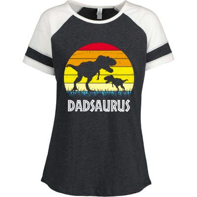 Dadsaurus Vintage Sunset Enza Ladies Jersey Colorblock Tee