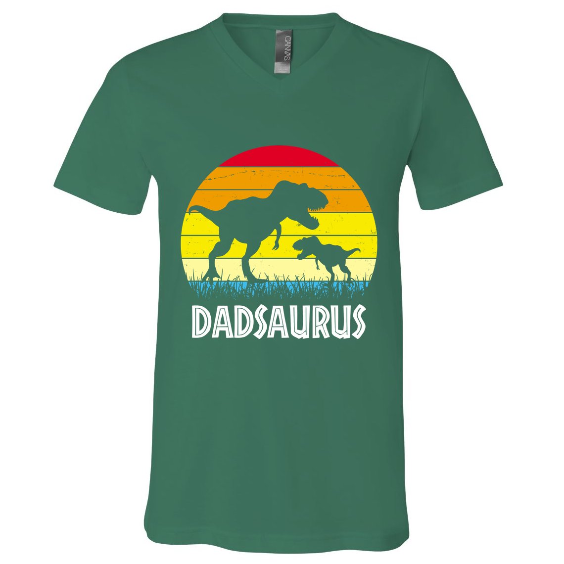 Dadsaurus Vintage Sunset V-Neck T-Shirt