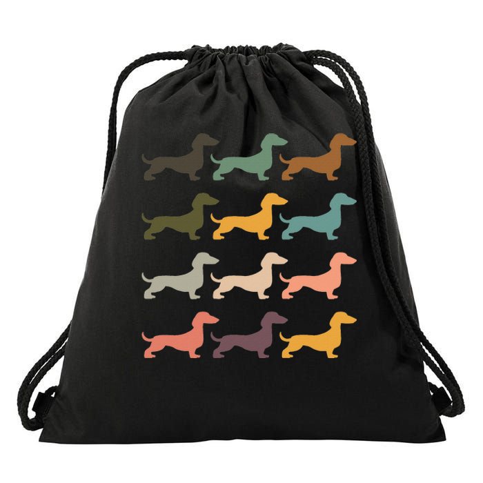 Dachshund Vintage Silhouette funny Dog Lover Drawstring Bag