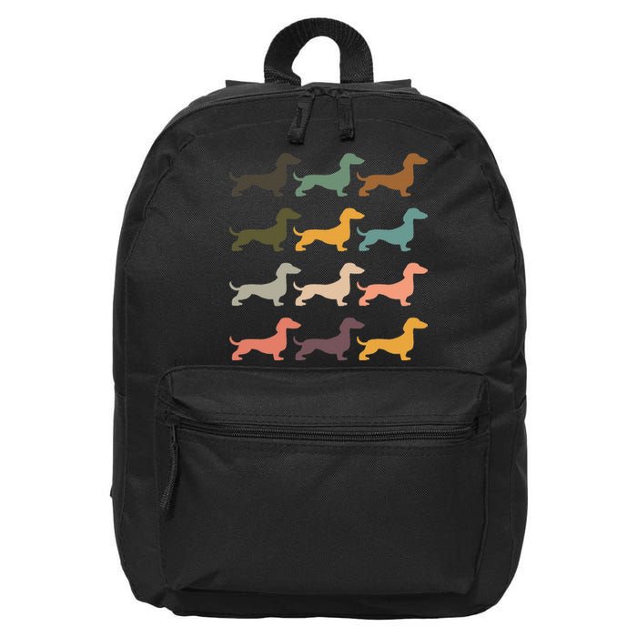 Dachshund Vintage Silhouette funny Dog Lover 16 in Basic Backpack