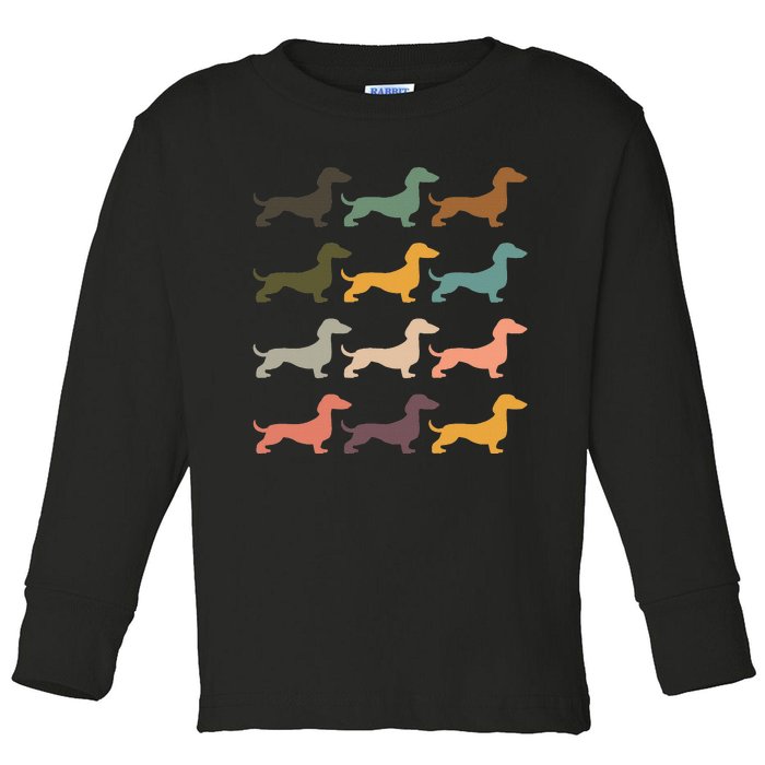 Dachshund Vintage Silhouette funny Dog Lover Toddler Long Sleeve Shirt