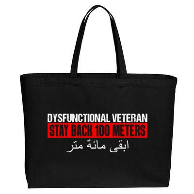 Dysfunctional Veteran Stay Back 100 Meters Arabic Cotton Canvas Jumbo Tote