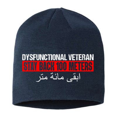 Dysfunctional Veteran Stay Back 100 Meters Arabic Sustainable Beanie