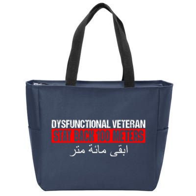 Dysfunctional Veteran Stay Back 100 Meters Arabic Zip Tote Bag