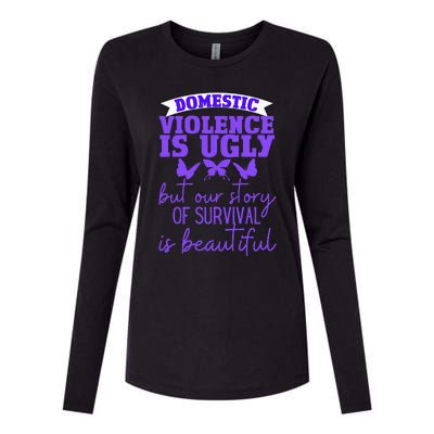 Domestic Violence Survivor Domestic Abuse Awareness Womens Cotton Relaxed Long Sleeve T-Shirt