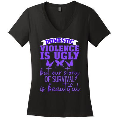 Domestic Violence Survivor Domestic Abuse Awareness Women's V-Neck T-Shirt