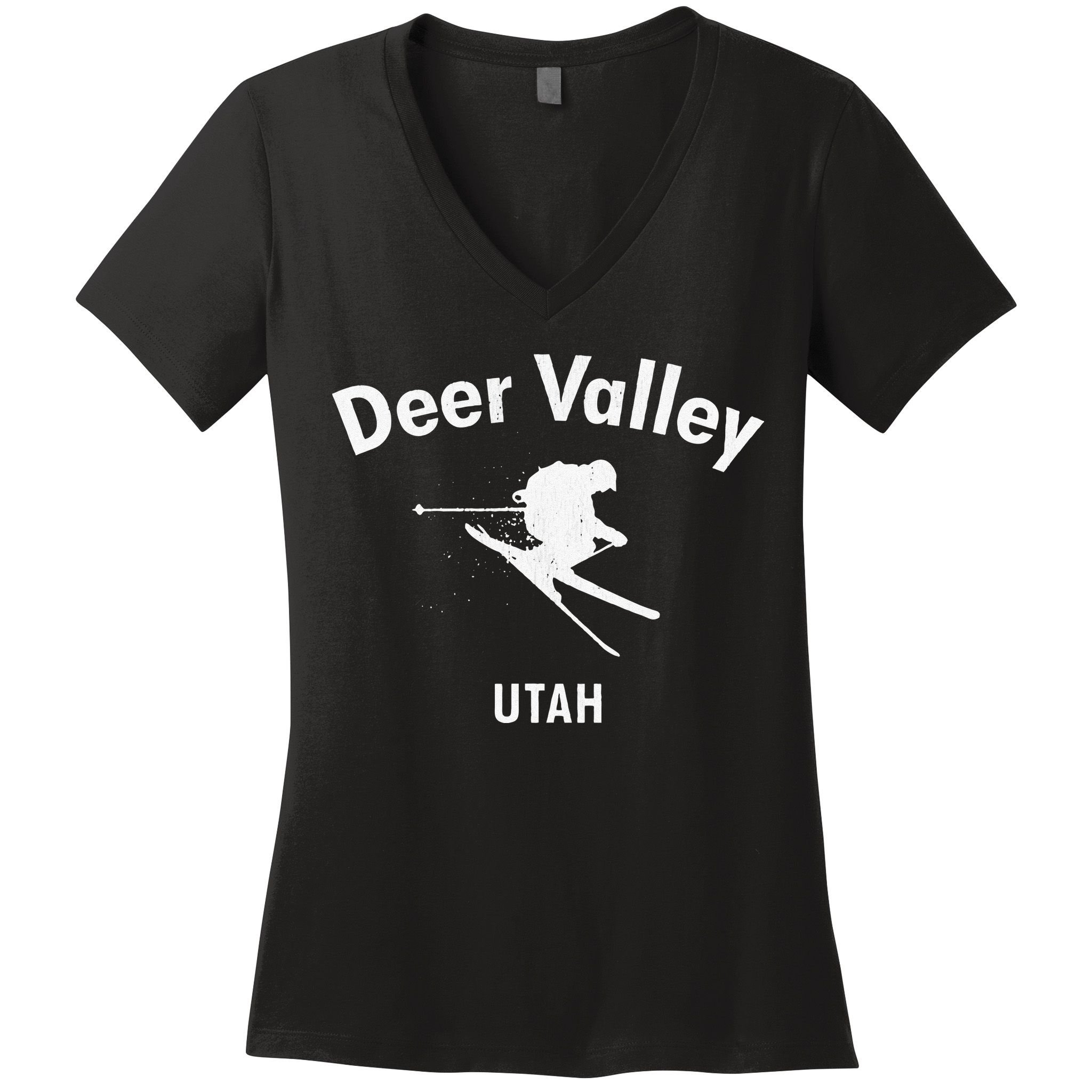 Deer Valley Skiing Tee Utah Ski Women's V-Neck T-Shirt