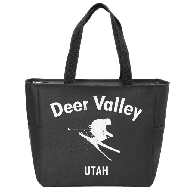 Deer Valley Skiing Tee Utah Ski Zip Tote Bag
