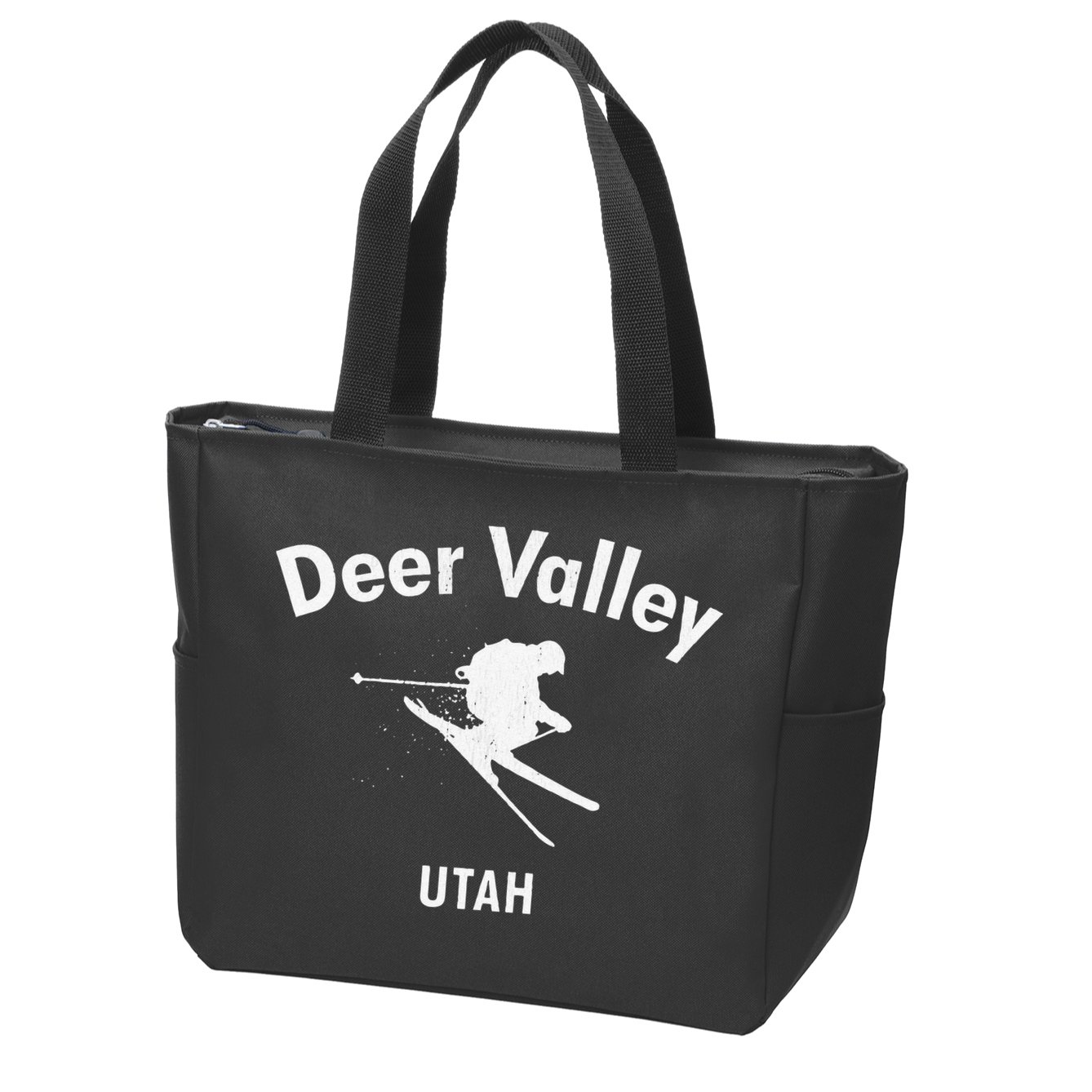 Deer Valley Skiing Tee Utah Ski Zip Tote Bag
