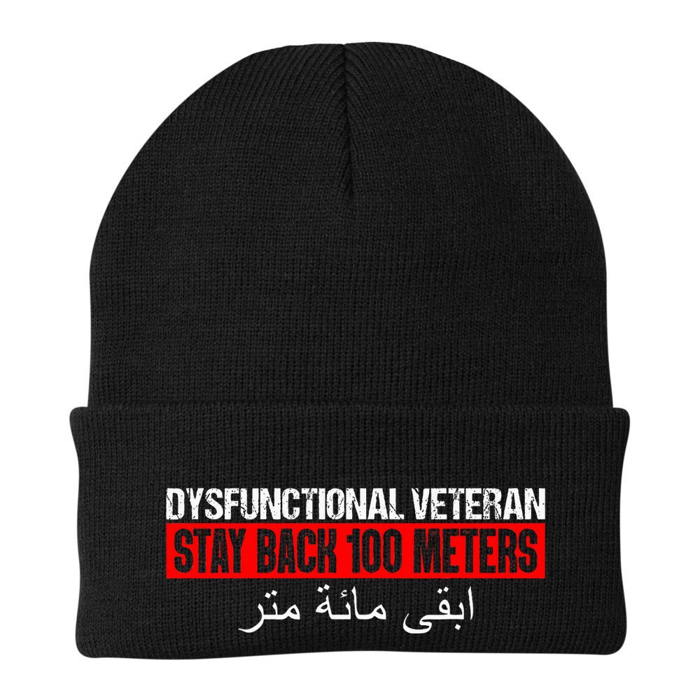 Dysfunctional Veteran Stay Back 100 Meters Arabic Beanie