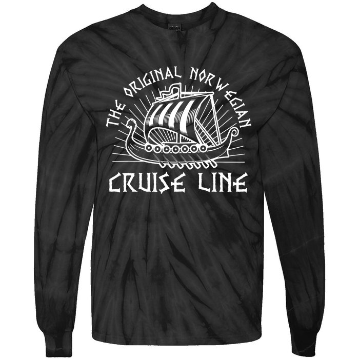 Drakkar Viking Ship Original Norwegian Cruise Line Norse Tie-Dye Long Sleeve Shirt